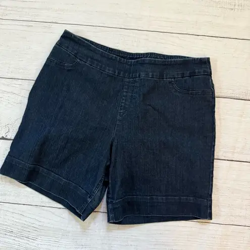 Soft Surroundings Dark Blue Jean Shorts Mid-Thigh Length