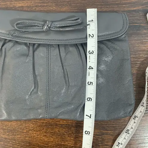 Vintage Antonia Women's Gray Small Genuine Leather Bow Clutch Purse Handbag