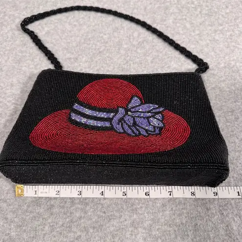 Red Hat Society Women's Beaded Clutch Black & Red Elegant Design