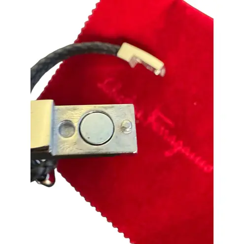 Salvatore Ferragamo NIB Gancini Double Woven Leather Bracelet in Black/Silver