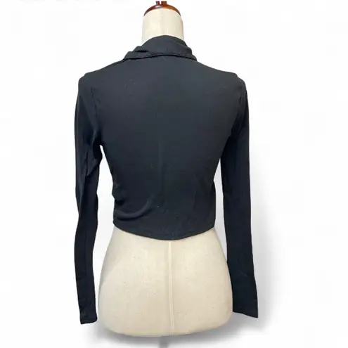 Birch and Stone Y2K Black Cropped Polo Red Dragon Embroidery size M | goth Size M