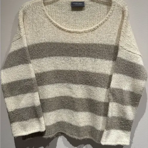 Wooden Ships  large cream and gray striped wool/mohair blend sweater size M/L