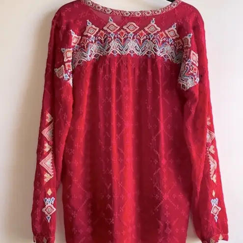 Johnny Was Gina tie neck heavily embroidered blouse NWT RARE