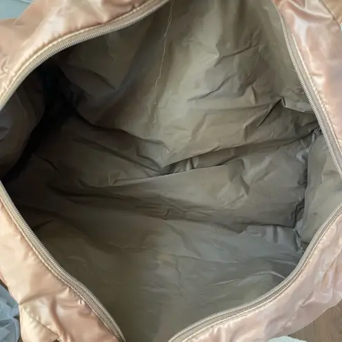 Vintage 70s 80s Bijoux Tan Puffy Nylon Bag Satchel Tote Purse Caramel Large