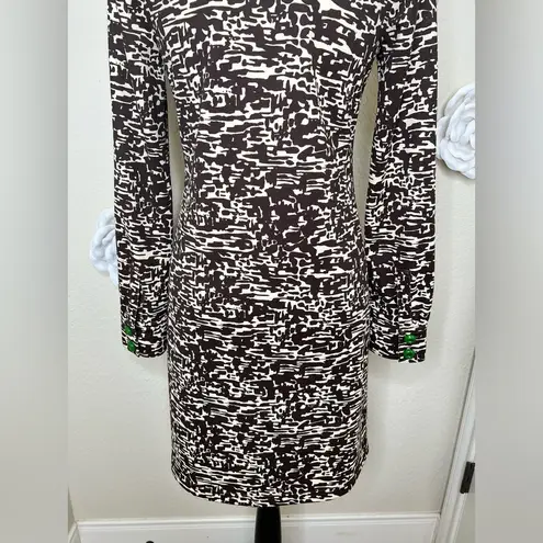 Uncle Frank NTM: Chocolate Brown & Cream Patterned Chemise Retro Dress Size M