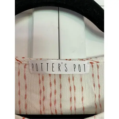 potter's pot 🚨 SALE white linen textured cropped knot front blouse