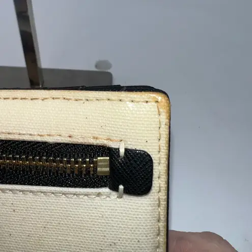 Kate Spade New York Monster Print Canvas Clutch Wallet Beige Black Gold