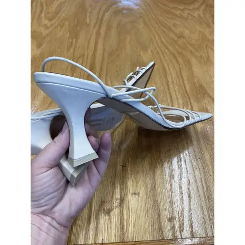 Miista Emere Strappy Sandals Women 10.5 White Kitten Heel Square Toe Hipster S64