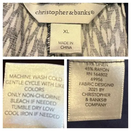 Christopher & Banks New Wide Leg Pant High Rise Drawstring Chevron Women Size XL