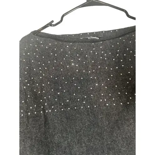 Avellini Black Merino Wool Short Sleeve Sequin Dressy Knit Sweater Women Sz S