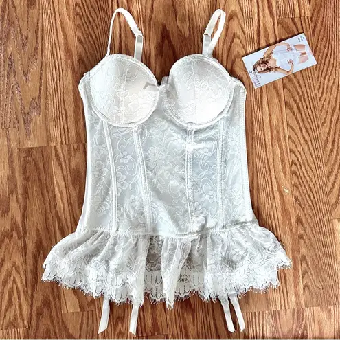 Seven ’til Midnight Lace Bustier & Thong Set White Size Medium