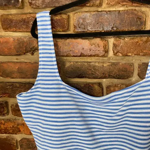 J.Crew New  Striped Textured Square Neck One-Piece Swim Bathing Suit Women's 24