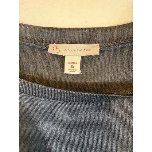 Cb Established 1962 Woman's Black 3/4 Sleeve Plaid Tunic Top 1X