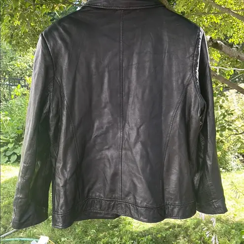 DC COLLECTION Black Leather Jacket Sleek Design Size L