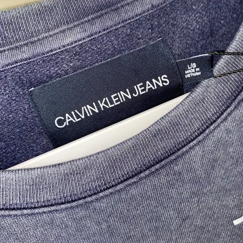 Calvin Klein Jeans  sweatshirt shirt sleeve Rae hem burn out‎ navy blue large NEW