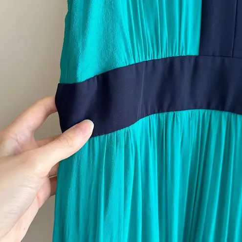 Miss Sixty Teal and Navy Blue Silk Gown Maxi Floral Dress, Size 4