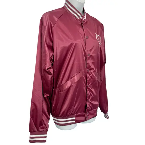 Vidcon 9 Burgundy Red Embroidered Satin Cardinal Bomber Jacket Size S Creator