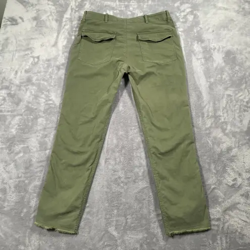 Nili Lotan Jenna Pants 6 Green Utility Pockets Military Stretch Raw Hem Casual