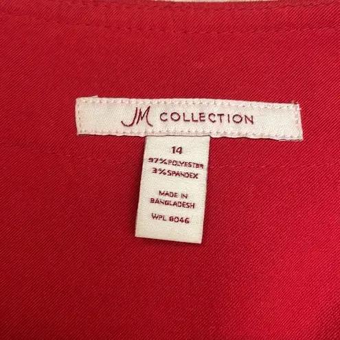 JM Collection Red Faux Suede Long Sleeve Button Front Jacket/Blazer Size 14