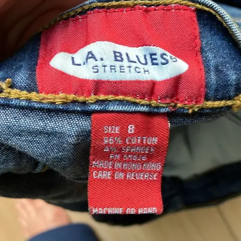 L.A. Blues Vintage Retro Bling Riveted Flare Jeans Size 8 Stretch Womens