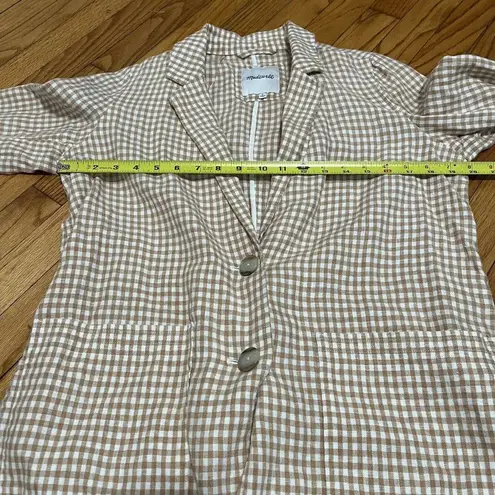 Madewell  Linen Dorset Blazer in Gingham Check Size Medium