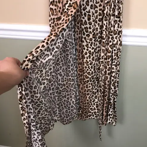 Seven Wonders Women’s Leopard Print Wrap Maxi Dress Brown Size 2