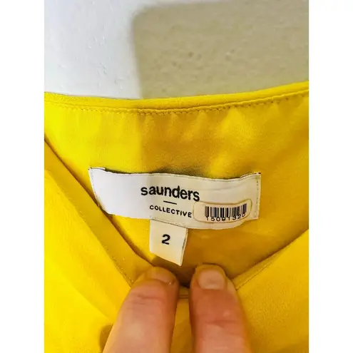 SAUNDERS COLLECTIVE Women's Yellow Lara Slip Satin Cocktail Dress Size 2