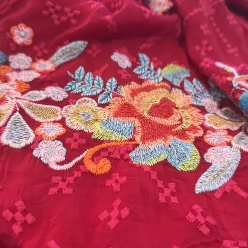 Johnny Was Gina tie neck heavily embroidered blouse NWT RARE