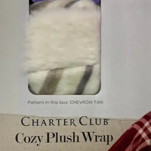 Charter Club Cozy Plush Wrap 50 x 70 Tan Chevron Throw