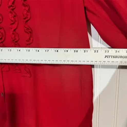 Willow Ridge Red Ruffle Front Blouse LP Long Sleeve Button Down Retro Western Size undefined