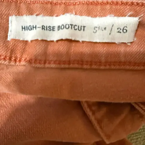 Pilcro by Anthropologie High Rise Bootcut in Rust Orange Distressed Jeans Sz 26