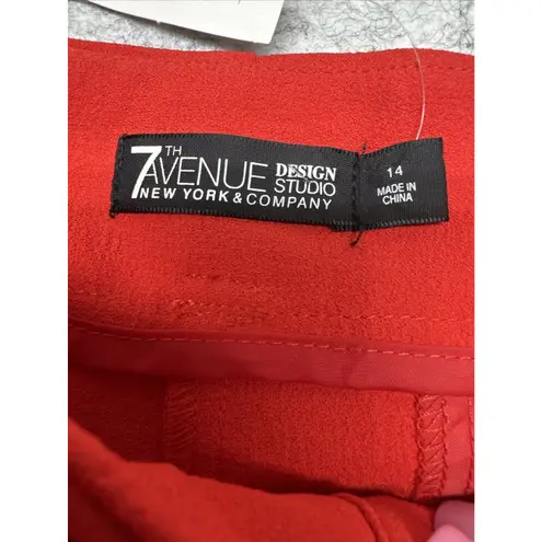 Avenue 7th New York And Company Women's Pant 14 Red W/Belt Straight Leg Polyster