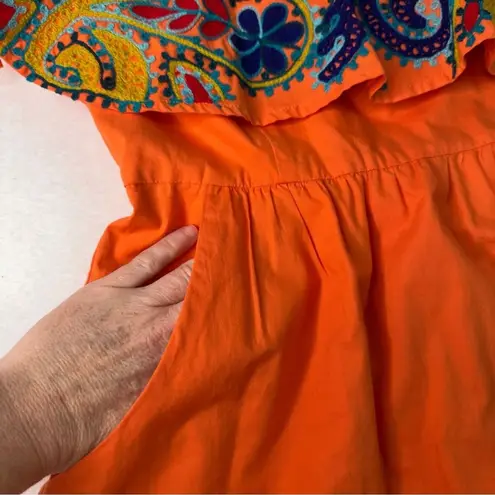 Judith March Judith March backless orange sundress embroidered sz small