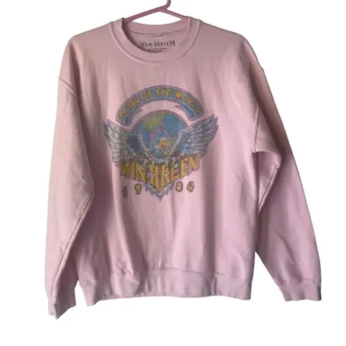 Van Halen Vintage 80s Medium Pink World Tour Band Single Stitch Crew Sweater