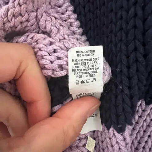 Aerie  Striped Knit Purple Blue Crew Neck Cropped Sweater Sz S