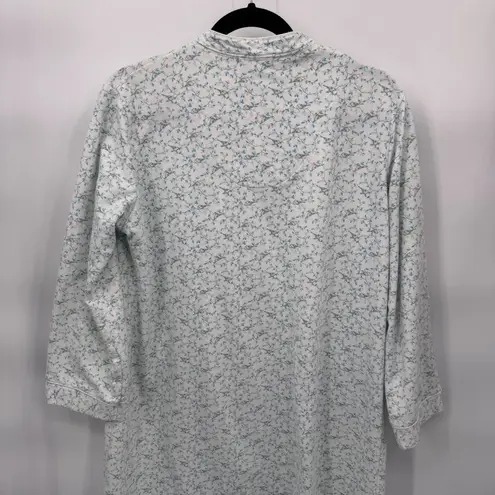 Miss Elaine Blue Jay Full Zip Robe Gown Womens Medium White Blue Cotton Blend