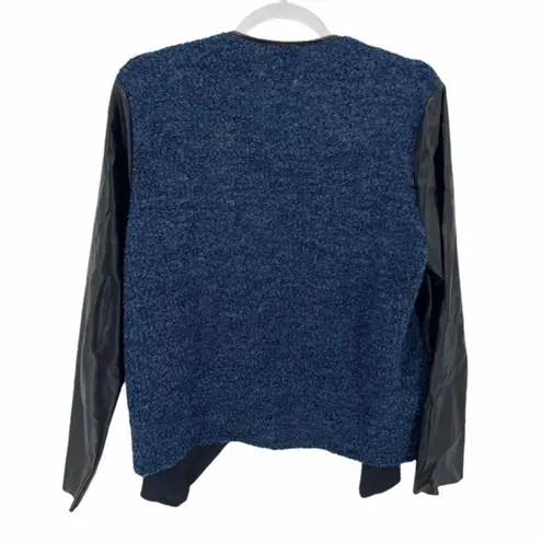 Melissa Paige Faux Leather & Boucle Open Jacket