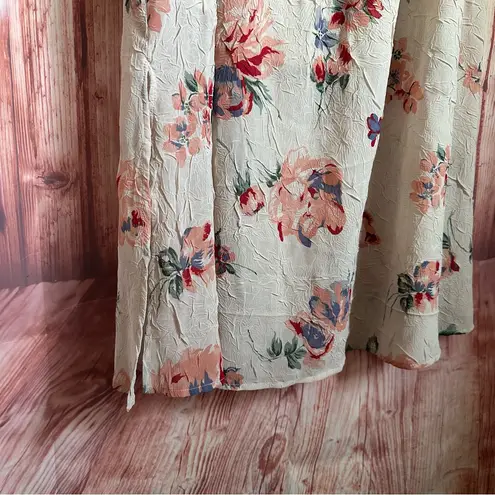 Lucky Brand  Blush Floral Print Off-The-Shoulder Flounce Midi Dress