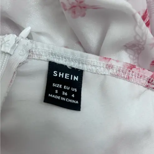 SheIn  VCAY White and Pink Floral Print Dress Size Small