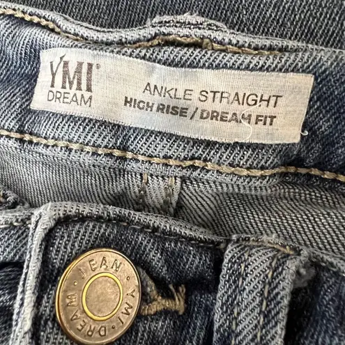 Ymi Womens Denim Blue Jeans Hi Rise Dream Fit Straight Leg Ankle Length 3 26