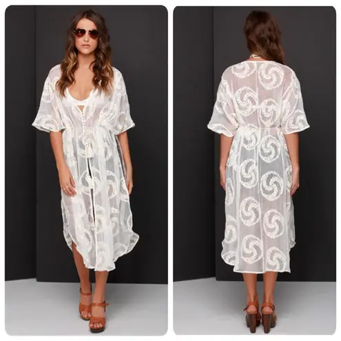 On The Road Ivory Sheer Embroidered Coverup