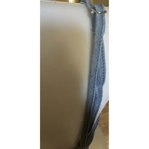 Iris  Denim Tank Top Shirt Sleeveless Lace Up Stretch Size Large