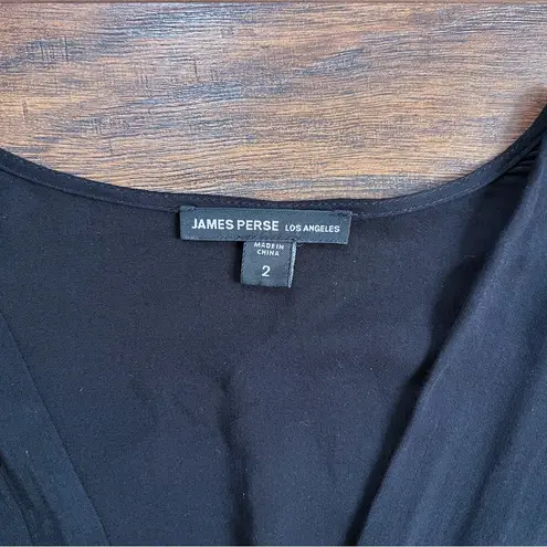 James Perse  • Collage Wrap Mini Dress two tone black grey plunge surplice