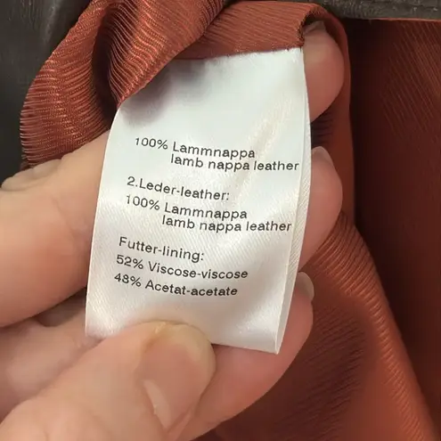 Akris Brown and bronze lamb skin Leather Blazer LIKE NEW sz 6