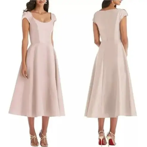 Alfred Sung New! Cap Sleeve Full Skirt Satin Midi Cocktail Dress, size 0R