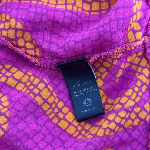 Kensie  Pink Orange Mosaic Swirl Patten Loungewear Dress Size S Ruffle Resortwear