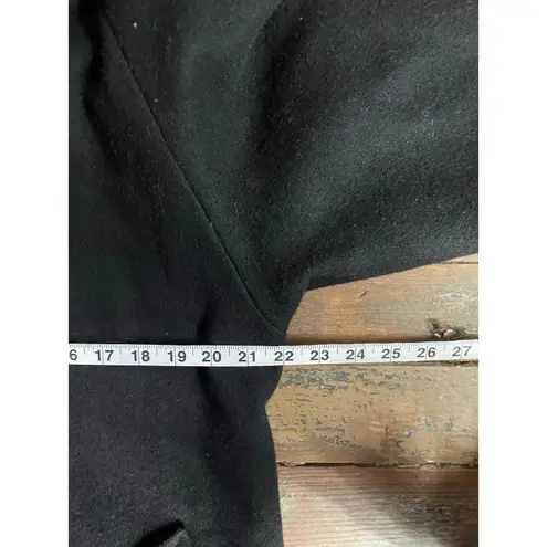 MDP Mario De Pinto Long Wool Maxi Coat Hooded Black USA Made Faux Fur Trim Size XL