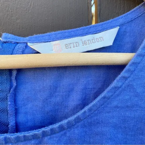 Erin London • periwinkle blue linen top•