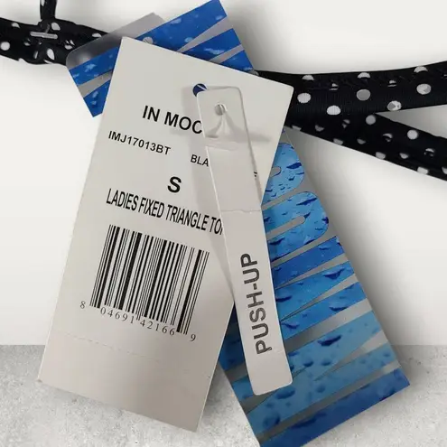 NWT InMocean Fixed Triangle Push Up Bikini Top Black & White Stripes Size Small