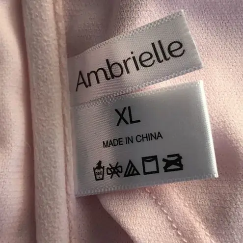 Ambrielle Floral Peach Halter Swim Top XL Braided Front Padded Cups Orange